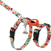 CUSOZWO Cat Harness and Leash Escape Proof for Walking Travel Outdoor - Cute Floral Nylon Adjustable Cute Cat Harness Leash Set with Airtag Holder for Small Large Cats