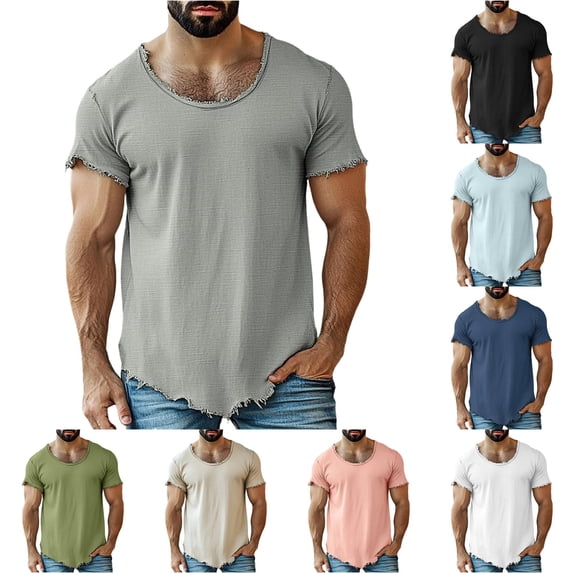 CUSTG Big & Tall Men Tshirts Solid Color Crew Neck T Shirt Soft Breathable Casual Tee Shirt For Everyday Comfort Birthday Short Sleeve Summer Tops