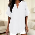thumbnail image 1 of CUSTG Casual Blouses For Women Simple Summer Short Sleeve Shirts V Neck Solid Color Tunic Blouses Tee Leisure Tops, 1 of 4