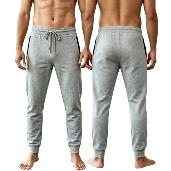 CUSTG Casual Pants For Men Drawstring High Waist Jogger Pants Slim Athletic Workout Trousers with Zipper Side Pockets For Running Cozy Soft Pants