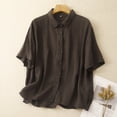 thumbnail image 1 of CUSTG Casual Shirts For Women Summer Vintage Comfortable Loose Solid Color Button Down Lapel Blouse Soft Tops, 1 of 8