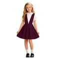 thumbnail image 1 of CUSTG Children Girls Dress School Plaid Pleated Pinafore Short Sleeve Crewneck Dress Back To School Young Students Everyday Wear Soft Fabric party dresses, 1 of 4