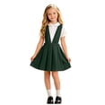thumbnail image 1 of CUSTG Children Girls Dress School Plaid Pleated Pinafore Short Sleeve Crewneck Dress Back To School Young Students Everyday Wear Soft Fabric Sundress, 1 of 5