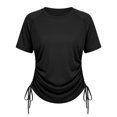 thumbnail image 1 of CUSTG Female T-Shirts Crew Neck Raglan Short Sleeve T-Shirt Adjustable Side Drawstring Ruched Slim Athletic Minimalist Style Basic Daily Tops, 1 of 3