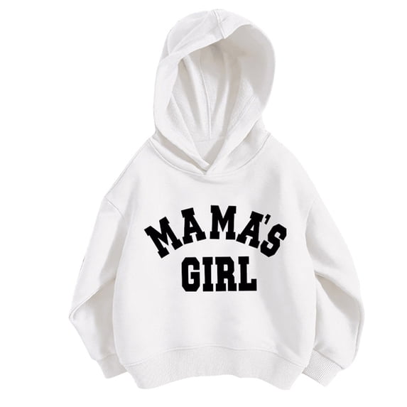 CUSTG Girl Sweatshirts Letter Print Hoodie Front Varsity Text Graphic Warm Long Sleeve Pullover Sweatshirt vacation Outerwear
