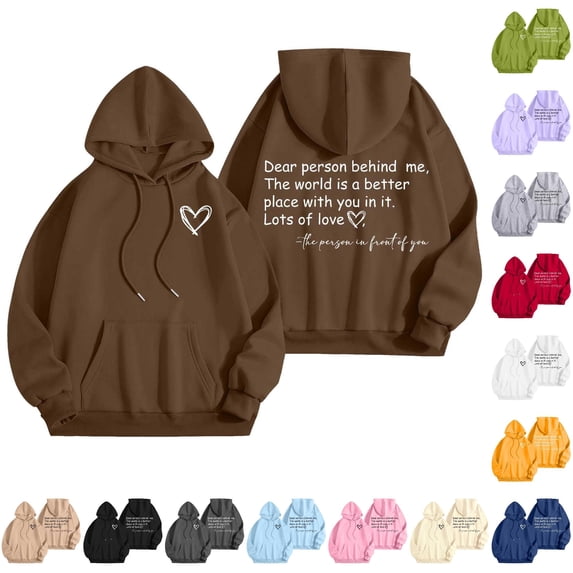 CUSTG Hoodies For Women Word Graphic Sweatshirts Vintage Hoodie Trendy Preppy Clothes Long Sleeve Sweatshirt Tops Oversized Boho Daily Wear