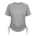 thumbnail image 1 of CUSTG Lady's T-Shirts Crew Neck Raglan Short Sleeve T-Shirt Adjustable Side Drawstring Ruched Slim Athletic Work Home Vacation Top, 1 of 4