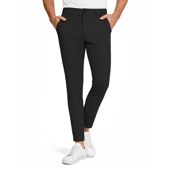 CUSTG Male Casual Pants Slim Fit Cropped Pants Mid Waist Ankle Length Business And Tennis Sports Pants Summer Beach Pants