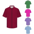 thumbnail image 1 of CUSTG Men Blouse Casual Short Sleeve Zipper Summer Beach Shirt Light Texture Elastic Shirt Lapel Birthday Solid Color Tops, 1 of 6