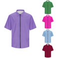 thumbnail image 1 of CUSTG Men Blouse Casual Short Sleeve Zipper Summer Beach Shirt Light Texture Elastic Shirt Lapel Vacation Solid Color Tops, 1 of 6