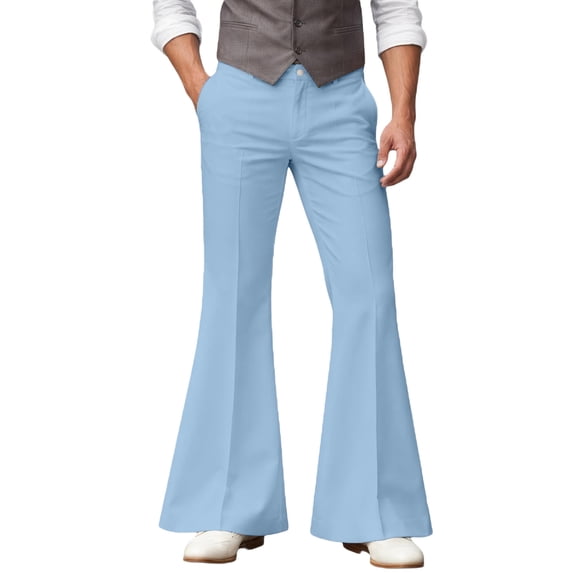 CUSTG Men Casual Pants Mid Waist Slim Fit Flare Dress Pants Bell Bottom Trousers Business Wedding with Side Pockets For Party Effortless Style Pants