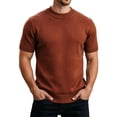 thumbnail image 1 of CUSTG Men T-Shirts Short Sleeve Knit T Shirt Breathable Wicking Crew Neck Casual Tee Shirt For Daily Wear And Layering Cozy Fashion Solid Color Tops, 1 of 1