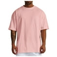 thumbnail image 1 of CUSTG Men T-Shirts Summer Cotton Oversized Shirt Solid Color Large Size Short Sleeve Round Shoulder Sleeve Tops Comfort O-Neck Tee, 1 of 5