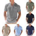thumbnail image 1 of CUSTG Men Tshirts Summer Linen T Shirt Loose Casual Workwear Short Sleeve Tops Cozy Solid Color T-Shirts, 1 of 8
