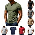 thumbnail image 1 of CUSTG Men Tshirts Summer Mesh Button Down Casual Stylish Breathable Solid Color Short Sleeve T Shirt Comfort Tops, 1 of 7