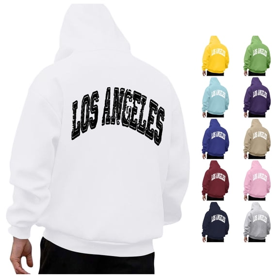 CUSTG Mens Autumn Winter Back Letter Printing Letter Oversize Loose Plus Size Hooded Pullover Sweatshirt Tops Long Sleeve Everyday Basic Streetwear