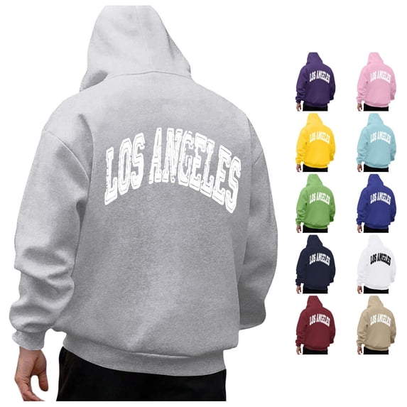 CUSTG Mens Autumn Winter Back Letter Printing Letter Oversize Loose Plus Size Hooded Pullover Sweatshirt Tops Long Sleeve Holiday Daily Wear