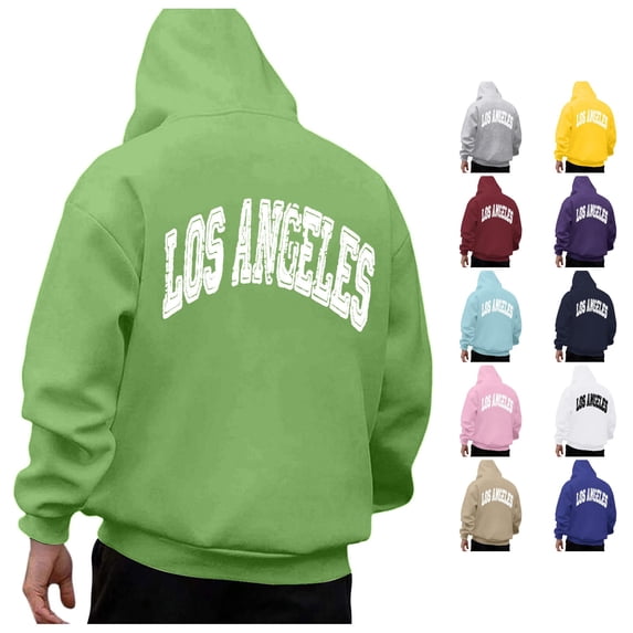 CUSTG Mens Autumn Winter Back Letter Printing Letter Oversize Loose Plus Size Hooded Pullover Sweatshirt Tops Long Sleeve Trendy Streetwear