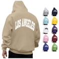 thumbnail image 1 of CUSTG Mens Autumn Winter Back Letter Printing Letter Oversize Loose Plus Size Hooded Pullover Sweatshirt Tops Long Sleeve Weekend Streetwear, 1 of 7