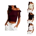 thumbnail image 1 of CUSTG Sleeveless Women Solid Color One Shoulder Fitted Front Tie Knot Blouse Camisole Tops Stylish Ladies Summer Shirts, 1 of 4