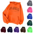 thumbnail image 1 of CUSTG Sweatshirts Women Los Angeles California Vintage Letter Print Pullover Hoodie Casual Drawstring Sweatshirt with Pocket Long Sleeve Oversized Birthday Tops Daily Wear, 1 of 3