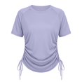 thumbnail image 1 of CUSTG T-Shirts For Women Crew Neck Raglan Short Sleeve T-Shirt Adjustable Side Drawstring Ruched Slim Athletic Fashion Versatile Shirts, 1 of 5