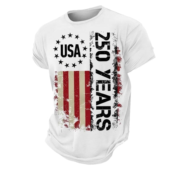 CUSTG T-Shirts Men's Casual Short Sleeve T Shirt Comfortable Breathable Tee For Daily Wear O-Neck Celebrate America's 250th Anniversary Cozy 1776-2026 4th Of July Tops