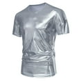 thumbnail image 1 of CUSTG T-Shirts Mens Fashion Trendy Party Stage Glossy Short Sleeved Round Neck T Shirt For Men Classic Daily Solid Color Tops, 1 of 6