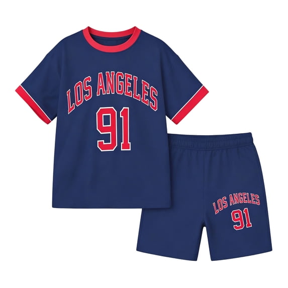 CUSTG Toddler Girls Sets Letter Print Short Sleeve Tops With Shorts Casual Sport Summer Outfit For Toddler Kids Casual Everyday Wear School Classroom First Day Of School Shirt