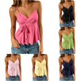 thumbnail image 1 of CUSTG Women Blouses Solid Color Sleeveless Summer Tops Polka Strappy Tops Going Out Cami Tops With Knotted Front V-Neck Fashionable Ladies Shirts, 1 of 6