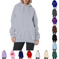 thumbnail image 1 of CUSTG Women Casual Hoodie Loose Fit Letter Print Pullover Sweatshirt For Daily Wear Vacation Spring Winter Comfortable Soft Long Sleeve Oversized Breathable Tops Daily Wear, 1 of 9