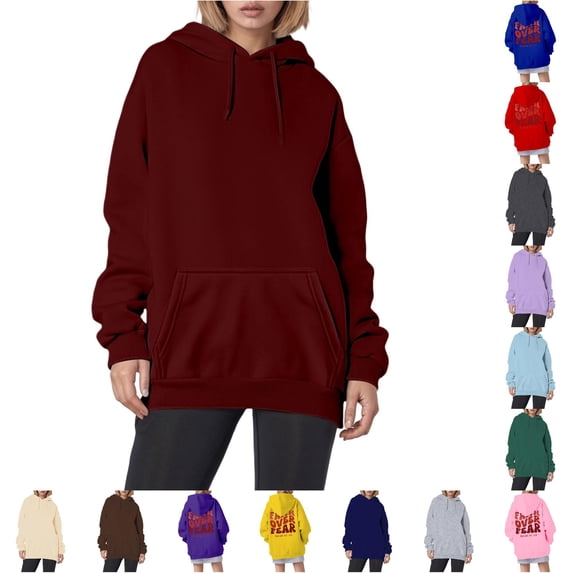 CUSTG Women Casual Hoodie Loose Fit Letter Print Pullover Sweatshirt For Daily Wear Vacation Spring Winter Comfortable Soft Long Sleeve Oversized Weekend Tops Streetwear