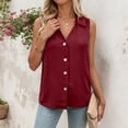 thumbnail image 1 of CUSTG Women Casual Shirts Simple Solid Color Sleeveless Collared Blouse Button Down Shirt Lightweight Summer Tops Work Vacation Dailywear, 1 of 4