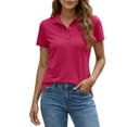 thumbnail image 1 of CUSTG Women Short Sleeve Polo Shirts Button Collar Shirt Comfortable Athletic Tops Casual Sports Solid Color Lapel Cozy Streetwear, 1 of 4