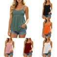 thumbnail image 1 of CUSTG Women Sleeveless Mesh Embroidered Solid Color Camisole Tops Lace Up Tank Layering O-Neck Leisure Ladies Summer Shirts, 1 of 6