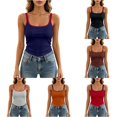thumbnail image 1 of CUSTG Women Solid Color Camis Sleeveless Color Knit Tank Tops With Built In Bra Padding Backless O-NeckOuterwear For Modern Casual Fitness Boho Ladies Summer Shirts, 1 of 5
