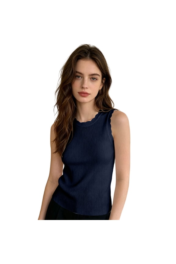Women Solid Color Camis Sleeveless Lightweight Knit Tank Tops For Sleeveless Undergarment Layering Tops With Breathable Ice Silk O-Neck Breathable Ladies Summer Shirts