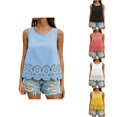 thumbnail image 1 of CUSTG Women Solid Color Camis Sleeveless O-Neck Lace Hollow Out Blouse Summer Fashion Casual Tops Holiday Ladies Shirts, 1 of 5