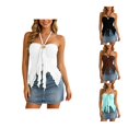 thumbnail image 1 of CUSTG Women Solid Color Camis Sleeveless Summer Halter Neck Tank Tops Lightweight Tank With Unique Strap Design Casual Sleeveless Blouse For Warm Weather Breathable Female Shirts, 1 of 5