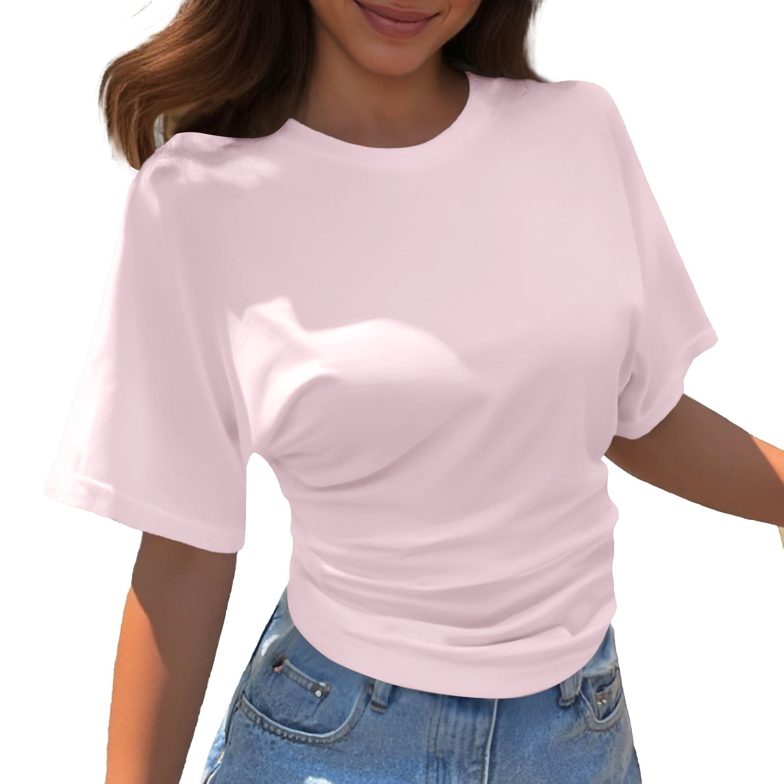 Custg CUSTG Women T Shirt Summer Simple Classic Half Sleeve Crew Neck Slim ...