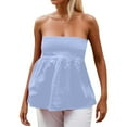 thumbnail image 1 of CUSTG Women Tank Top Summer Simple Stylish Versatile Strapless Ruffle Flowy Design Camisole Comfortable Vest For Ladies Casual Daily Wear And Layering,Blue,L, 1 of 9