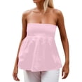 thumbnail image 1 of CUSTG Women Tank Top Summer Simple Stylish Versatile Strapless Ruffle Flowy Design Camisole Comfortable Vest For Ladies Casual Daily Wear And Layering,Pink,S, 1 of 9