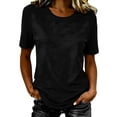 thumbnail image 1 of CUSTG Women Tshirts Elegant Solid Color Crewneck Short Sleeve Tee For Everyday Wear Breathable Soft Casual Tops Versatile T-Shirts, 1 of 4