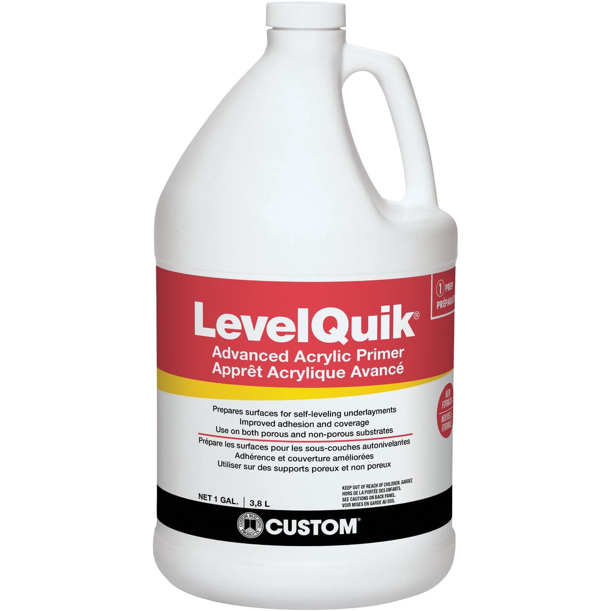 Custom Building Products Latex Primer - Multipurpose, Interior/Exterior - 1-Gallon, Gray — Interior & Exterior Use, Professional Finish