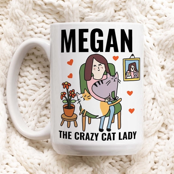 CUSTOM Cat Mama Mug, Crazy Cat Lady Mug, Peronalized Baby Kitty Cat Coffee Mug, Positive Quote, Retro Cottagecore Mug, Cute Novelty Gift