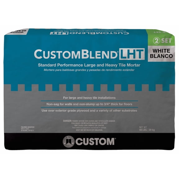 CUSTOM CustomBlend LHT Large & Heavy Tile Mortar, White - TDS-455