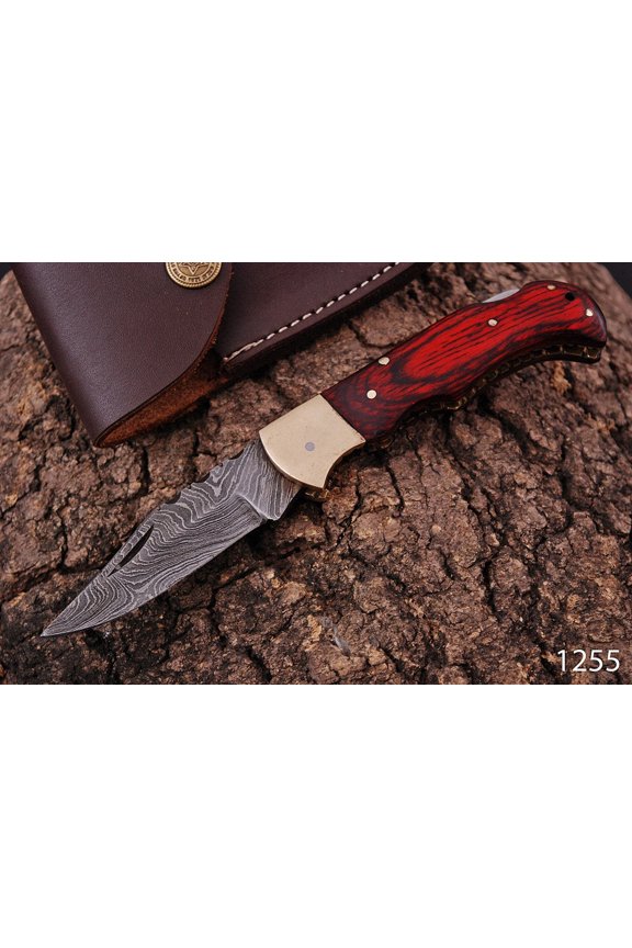 CUSTOM HAND FORGED DAMASCUS STEEL FOLDING KNIFE