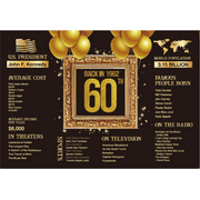 CUSTOM Happy 60th Birthday Party Backdrop Balloon Glitter Diamonds Banner Decor