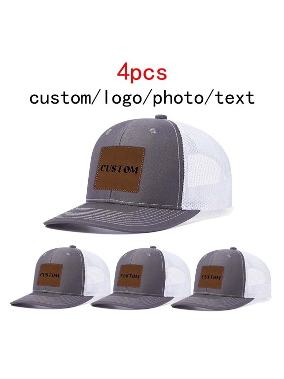 CUSTOM Letter Leather Patch Mesh Baseball Cap Breatheable & Adjustable Unisex, Essential for Outings & Fishing Trips