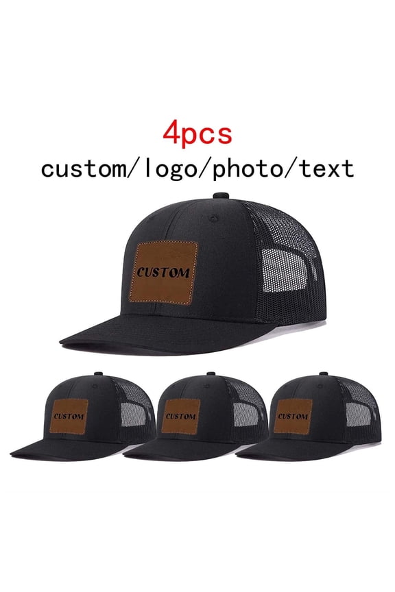 CUSTOM Letter Leather Patch Mesh Baseball Cap Breatheable & Adjustable Unisex, Essential for Outings & Fishing Trips